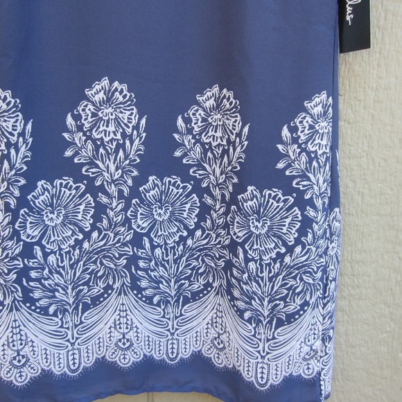 Lulu’s Riverside Slate Blue Floral Print Shift Dress Short Sleeve Women’s S - Picture 4 of 15